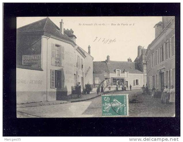 St Arnoult Rue De Paris N° 1  édit.librairie Nouvelle  Animée Hôtel De France Face Au Notaire - St. Arnoult En Yvelines