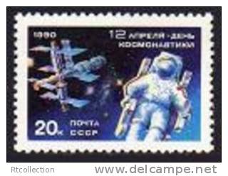 USSR Russia 1990 Cosmonaut's Day MIR Station Space Flight Satellite Soviet Spaceman Stamp MNH Michel 6073 - Collections