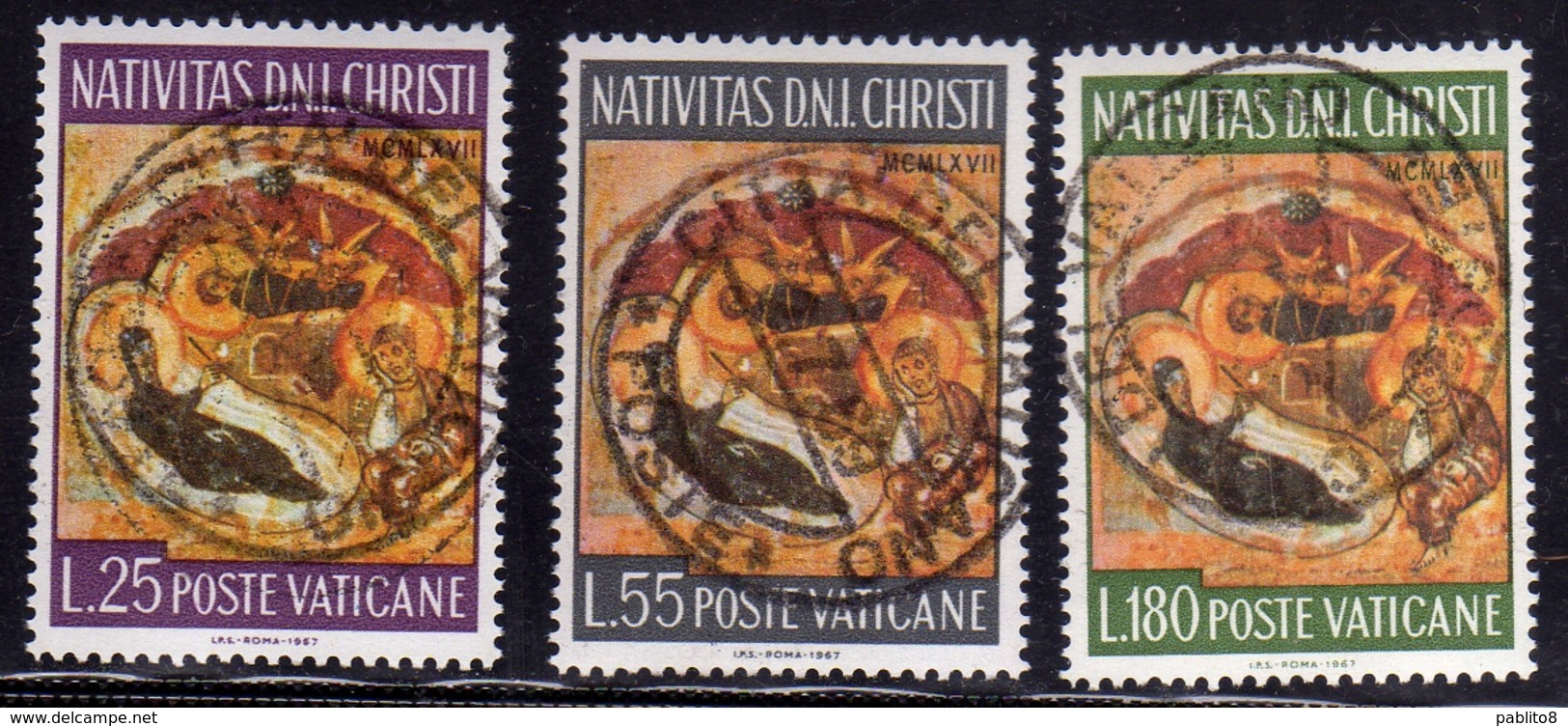 CITTÀ DEL VATICANO VATICAN VATIKAN 1967 NATALE CHRISTMAS NOEL WEIHNACHTEN NAVIDAD SERIE COMPLETA COMPLETE SET USATA USED - Usados