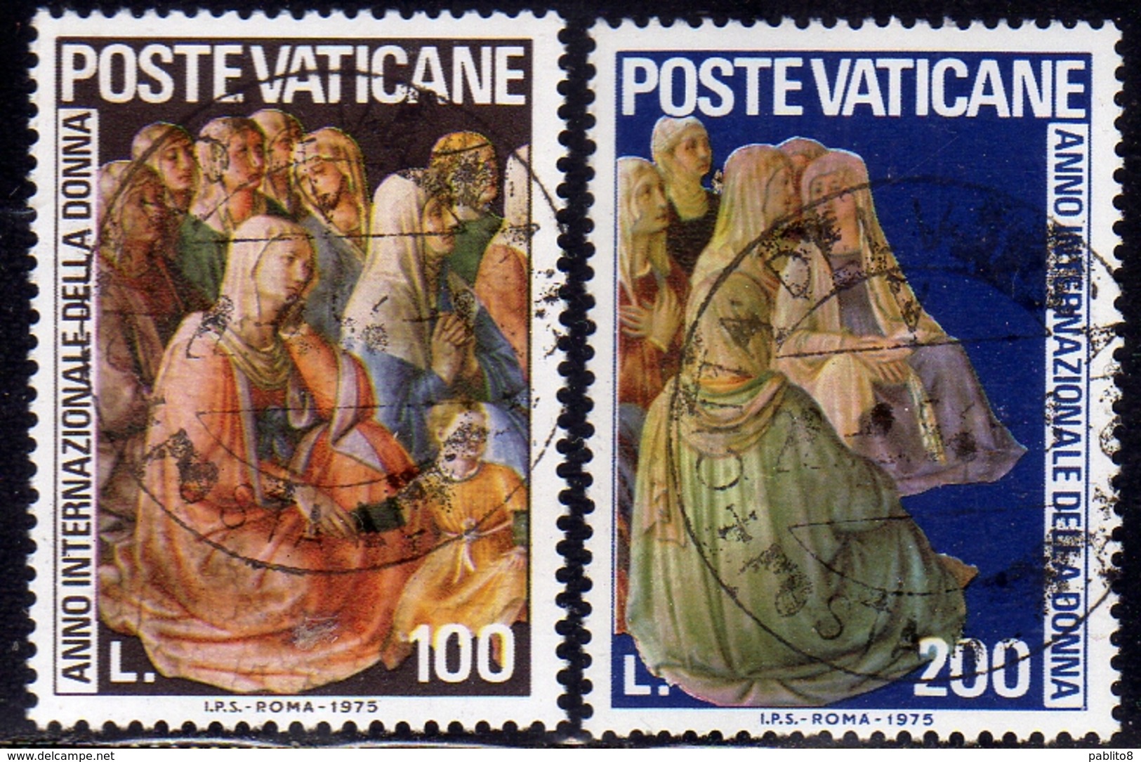 CITTÀ DEL VATICANO VATICAN VATIKAN 1975 ANNO DELLA DONNA WOMEN YEAR SERIE COMPLETA COMPLETE SET USATA USED OBLITERE' - Oblitérés