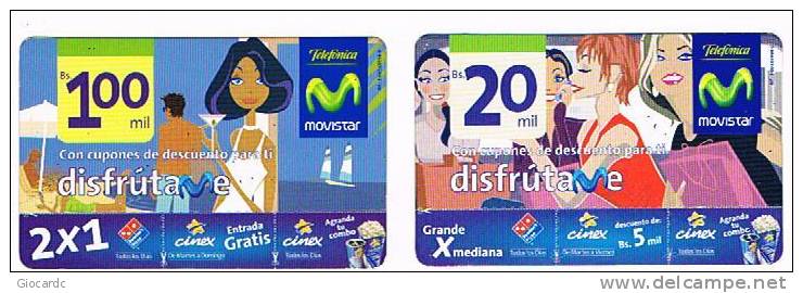VENEZUELA - TELEFONICA (GSM RECHARGE) - MOVISTAR - TELPAGO COUPON: DISFRUTAME (LOT OF 2 DIFFERENT)-   USED  -  RIF. 2181 - Venezuela