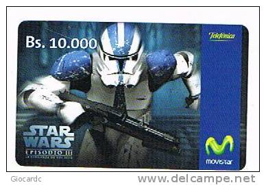 VENEZUELA - TELEFONICA (GSM RECHARGE) - MOVISTAR -  STAR WARS EPISODE III: SOLDADO CLON -   USED  -    RIF.  2175 - Cinema