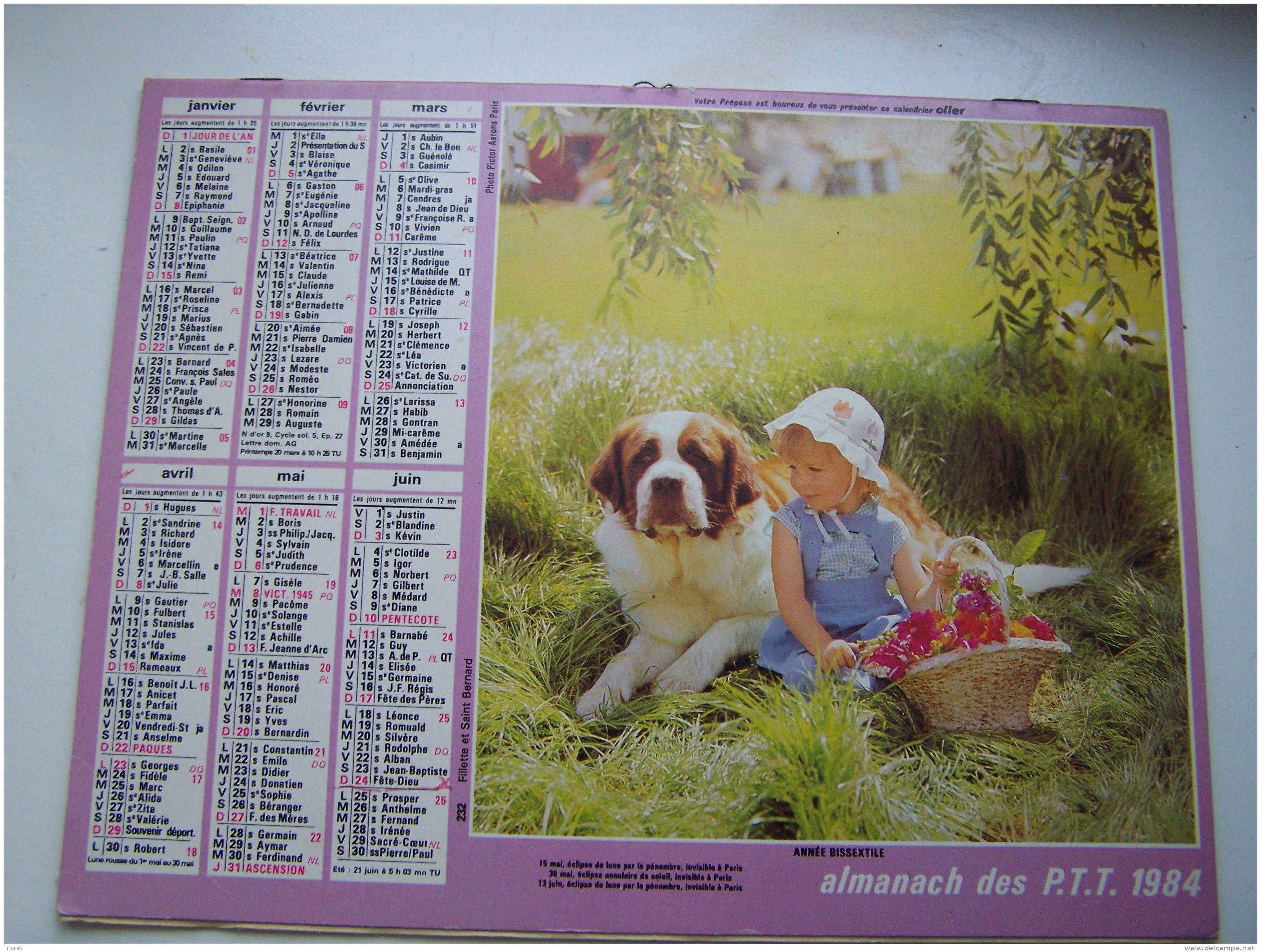 Almanach Des P.T.T. 1984 - Vosges N°88 - Fillette âne - Saint Bernard  - OLLER - Carte Géographique - Small : 1981-90