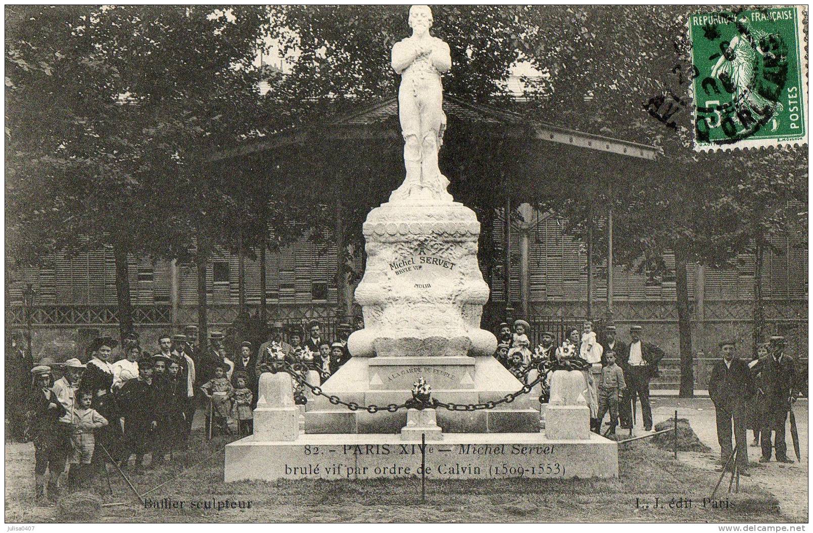 PARIS (XIV) Statue De Michel Servel Animation Sculpteur Baffier - Paris (14)