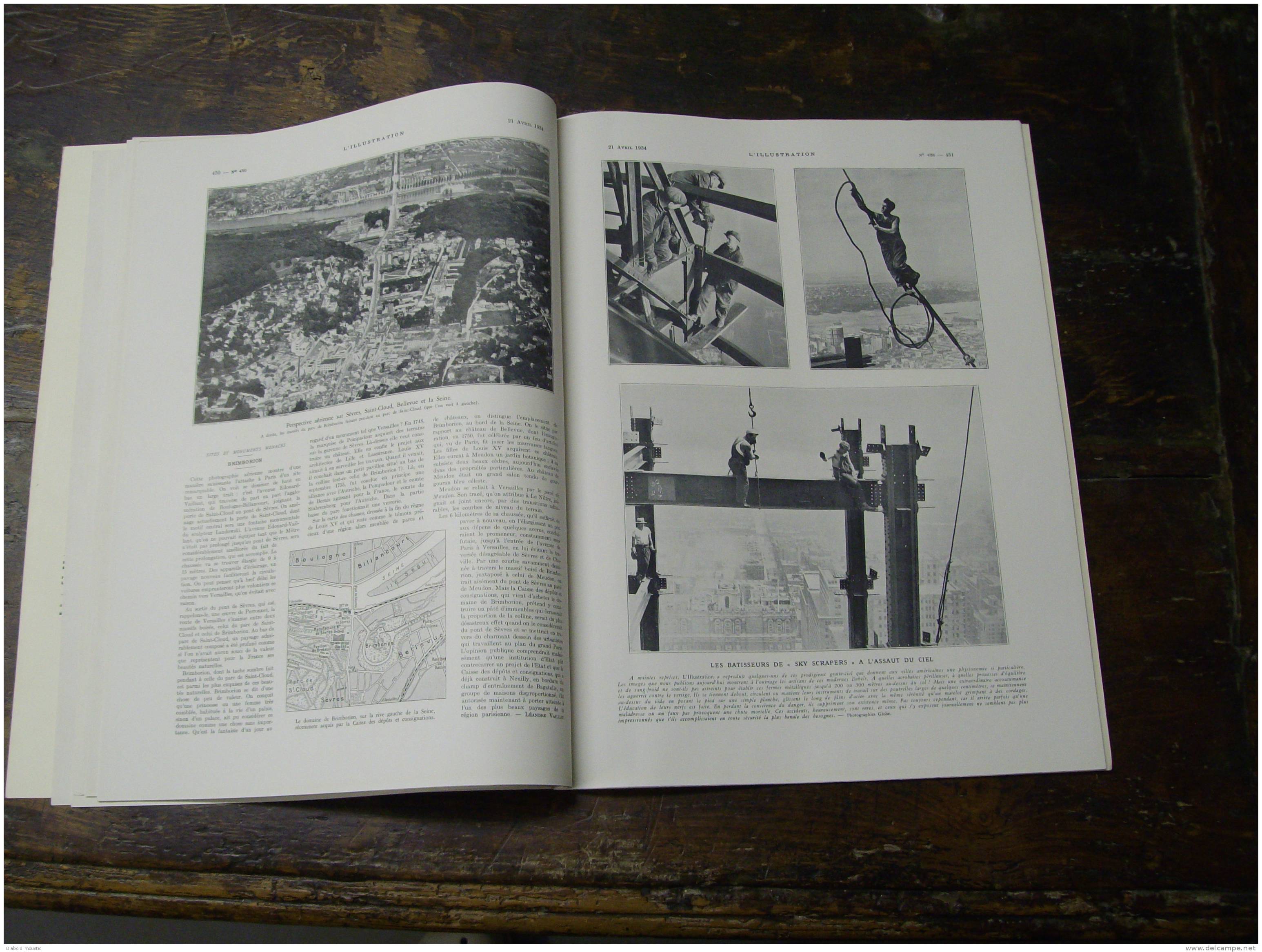 1934  BYRRH ; Contre-torpilleur TRIOMPHANT ; Les "grattes-ciel" PARIS ;SOUTH-AFRICA ; Hakodaté (Japan); Le Coq De SENLIS - L'Illustration