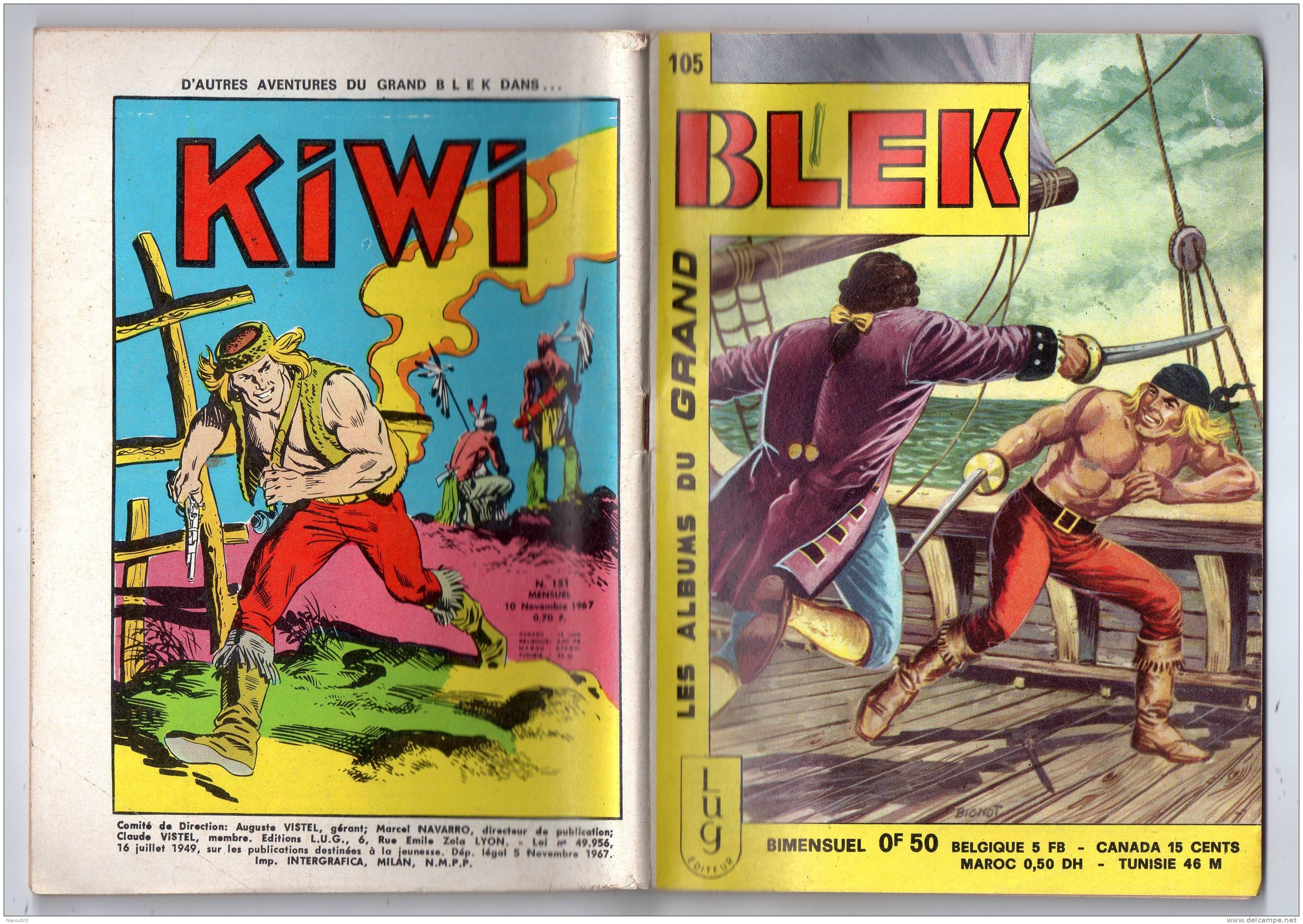 LES ALBUMS DU GRAND BLEK - KIWI - N°105 - LUG - 5 NOVEMBRE 1967 - Blek