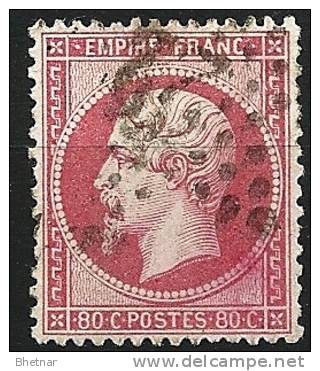 YT 24 " Napoléon III  80c. Rose " 1862 étoile Numérotée 22 - 1862 Napoléon III