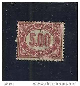 ITALIA REGNO ITALY KINGDOM 1875 SERVIZIO LIRE 5 USATO USED OBLITERE' - Servizi