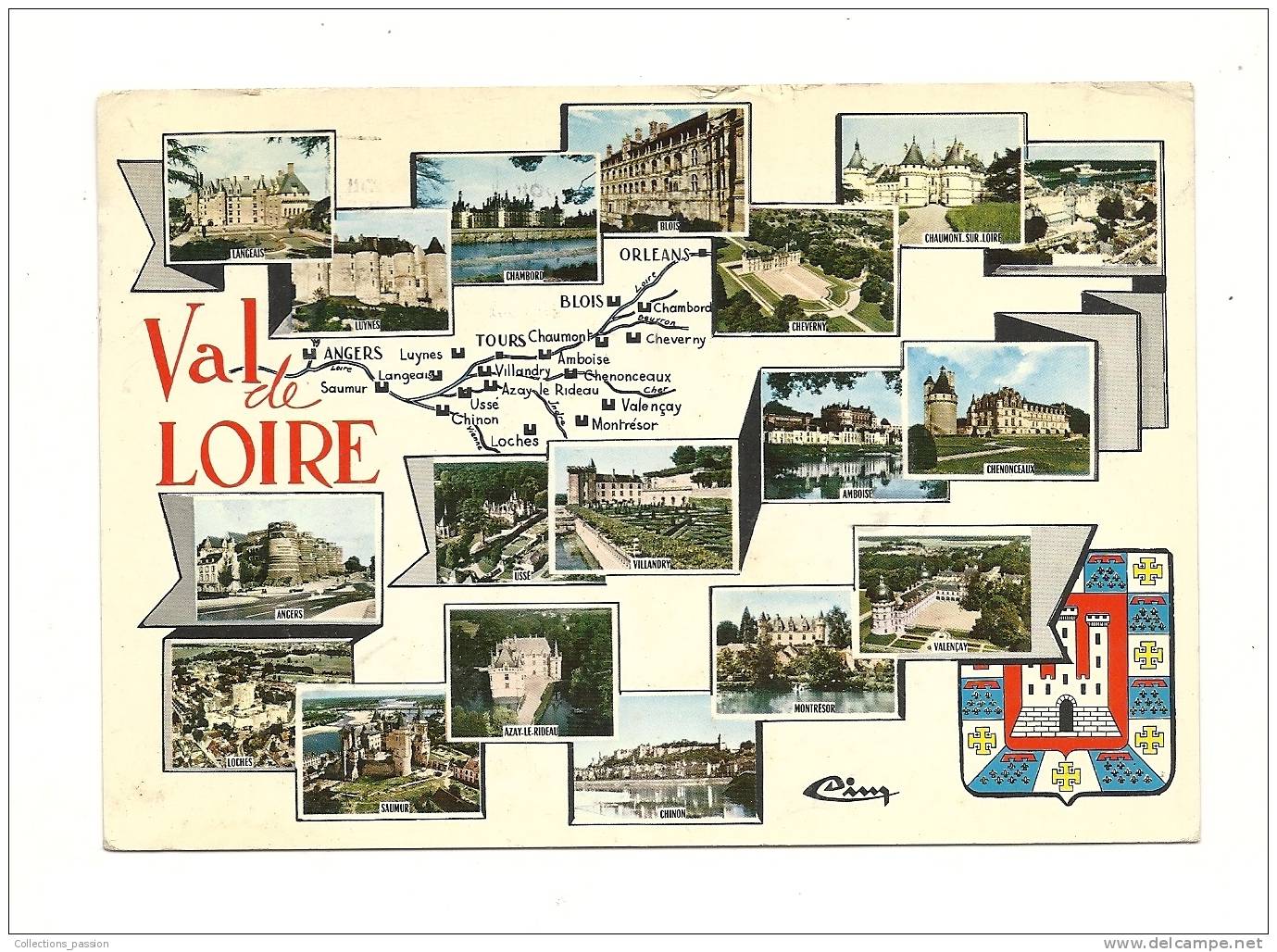 Cp, Carte Géographique,  Val De Loire, Voyagée 1971 - Landkarten