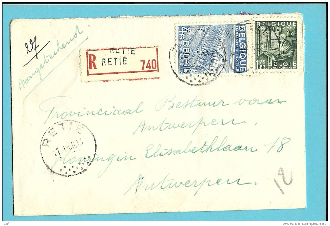 768+771 Op Brief Aangetekend Met Stempel RETIE (VK) - 1948 Exportación