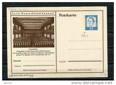 Germany 1963 Postal Stationary Card Unused Martin Luther - Unused Stamps