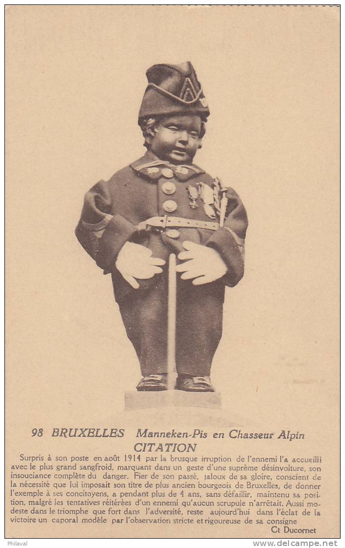 Bruxelles : Manneken-Pis En Chasseur Alpin : Citation..... - Berühmte Personen