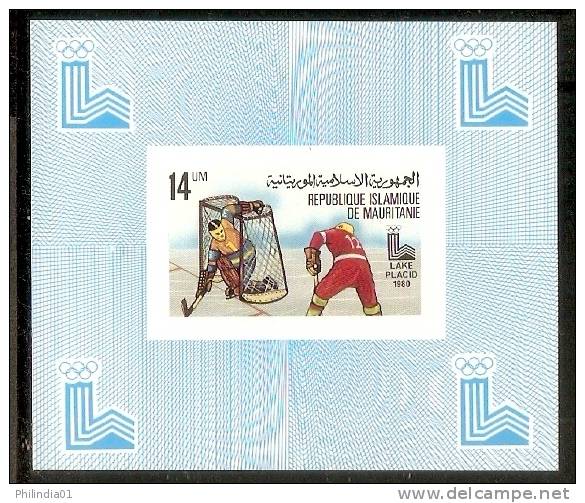 Mauritania 1980 Winter Olympic Ice Hokey Sc 434 Imperforated Limited Edition Deluxe Sheet MNH # 12771c - Invierno 1980: Lake Placid