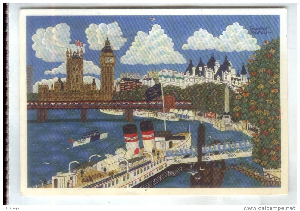 CPM ILLUSTREE ,ANDRE MURRAY, T.S QUEEN MARY AND THE RIVER THAMES - River Thames