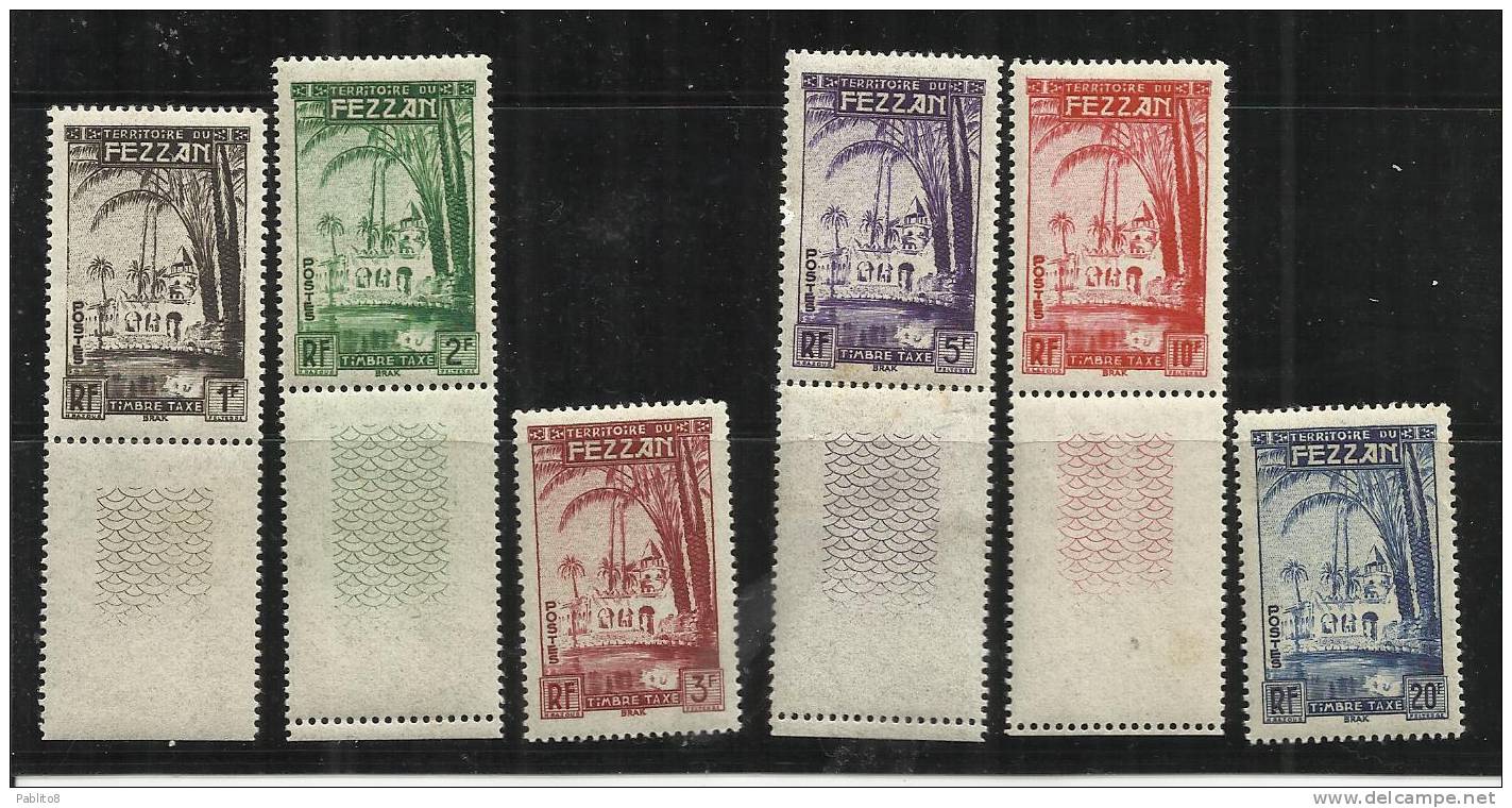 FEZZAN E GHADAMES 1950 SEGNATASSE POSTAGE DUE TAXE TASSE LIBYA TAXES SERIE COMPLETA COMPLETE SET MNH - Unused Stamps