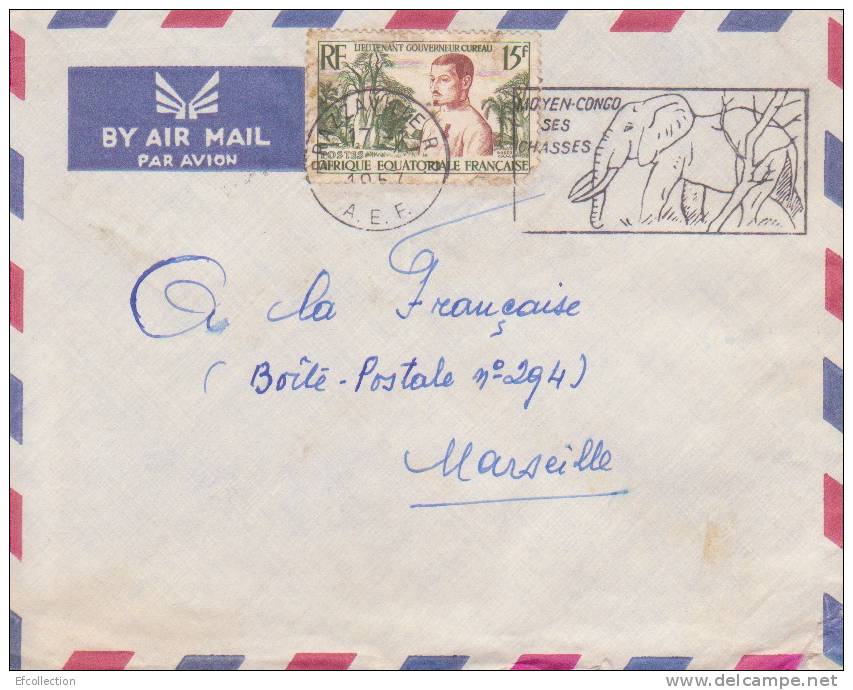 BRAZZAVILLE R.P - CONGO - 1957 - COLONIES FRANCAISES - Afrique - Avion - Flamme - Lettre - Marcophilie - Briefe U. Dokumente