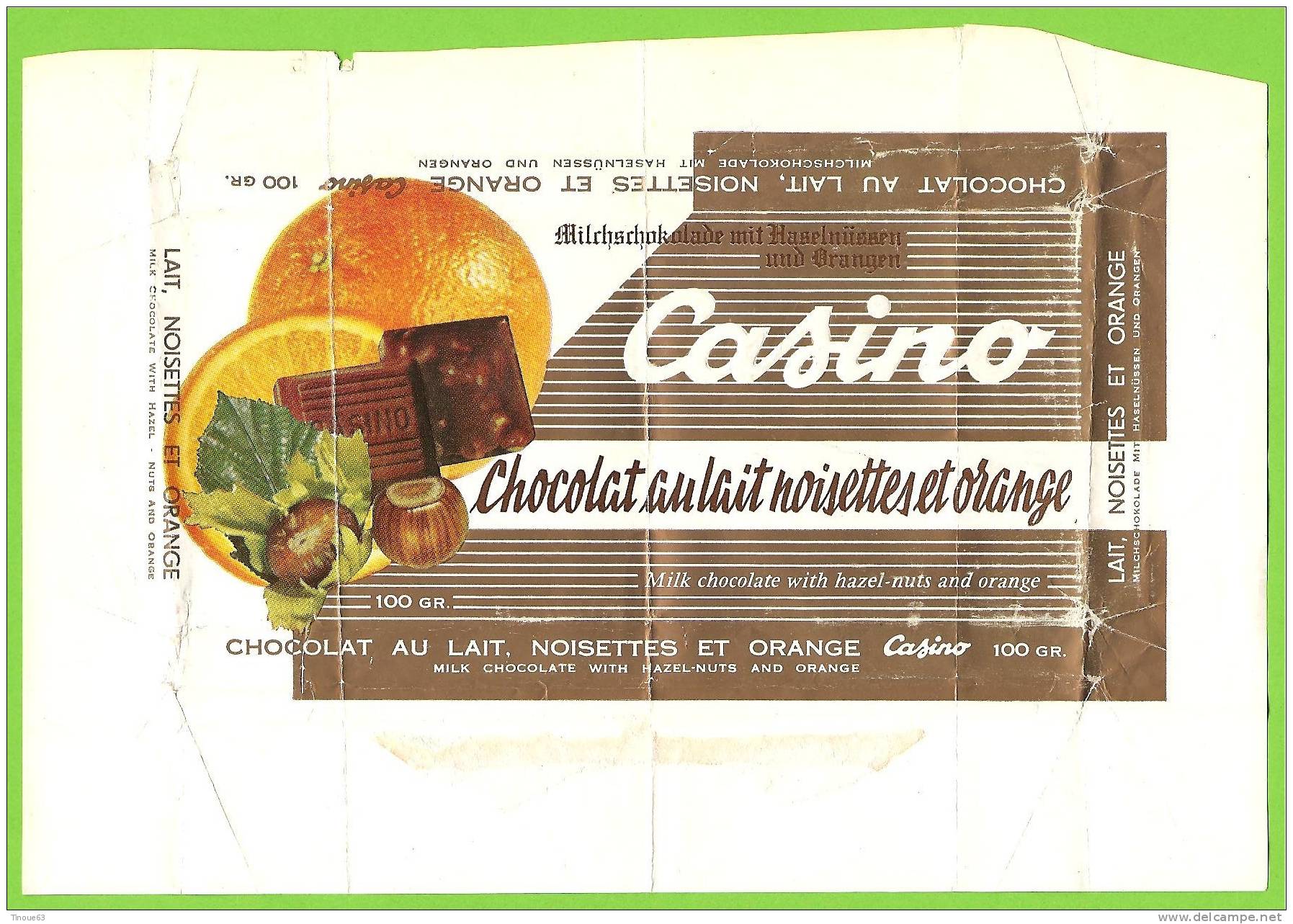 Lot De 2 Emballages Tablettes De Chocolat Au Lait "casino" - Lait Noisette Orange Et Lait Et Riz Croquant- 2 Scans - Chocolate