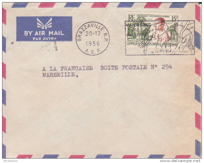 BRAZZAVILLE R.P - CONGO - 1956 - COLONIES FRANCAISES - Afrique - Avion - Flamme - Lettre - Marcophilie - Briefe U. Dokumente