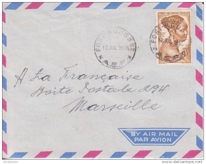 FORT ROUSSET - CONGO - 1955 - COLONIES FRANCAISES - Afrique - Avion - Lettre - Marcophilie - Briefe U. Dokumente