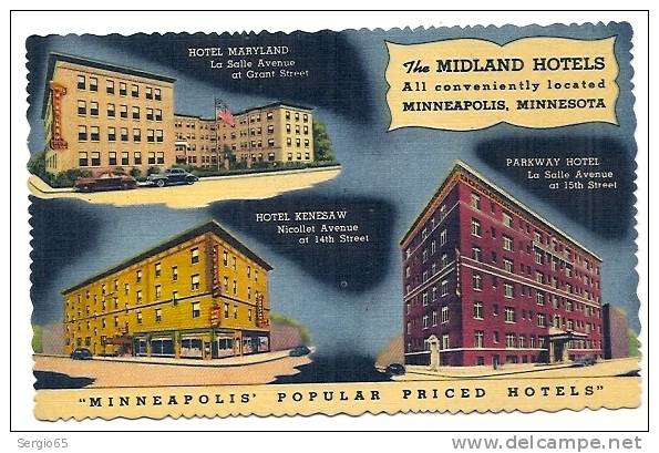 MINNESOTA-MINNEAPOLIS-POPULAR PRICED HOTELS-OLD POST CARD-not Traveled - Minneapolis