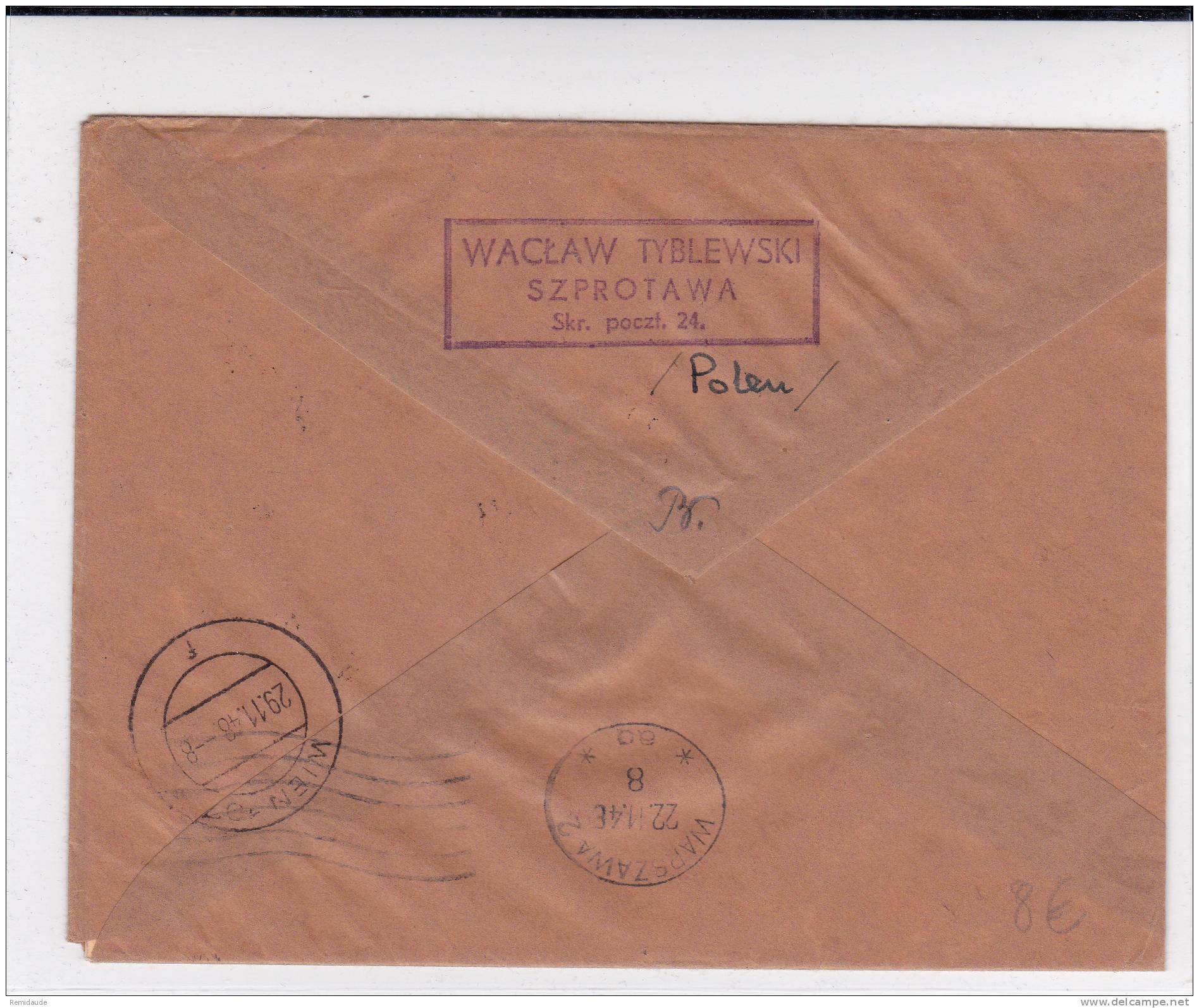 POLOGNE - 1948 - ENVELOPPE Par AVION De SZPROTAWA Pour WIEN (AUSTRIA) Avec CENSURE - Lettres & Documents