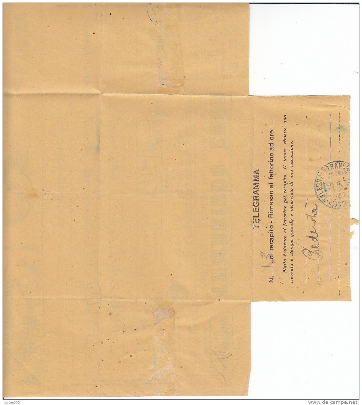 Italië, Telegramma 1939  (4897) - Poissons