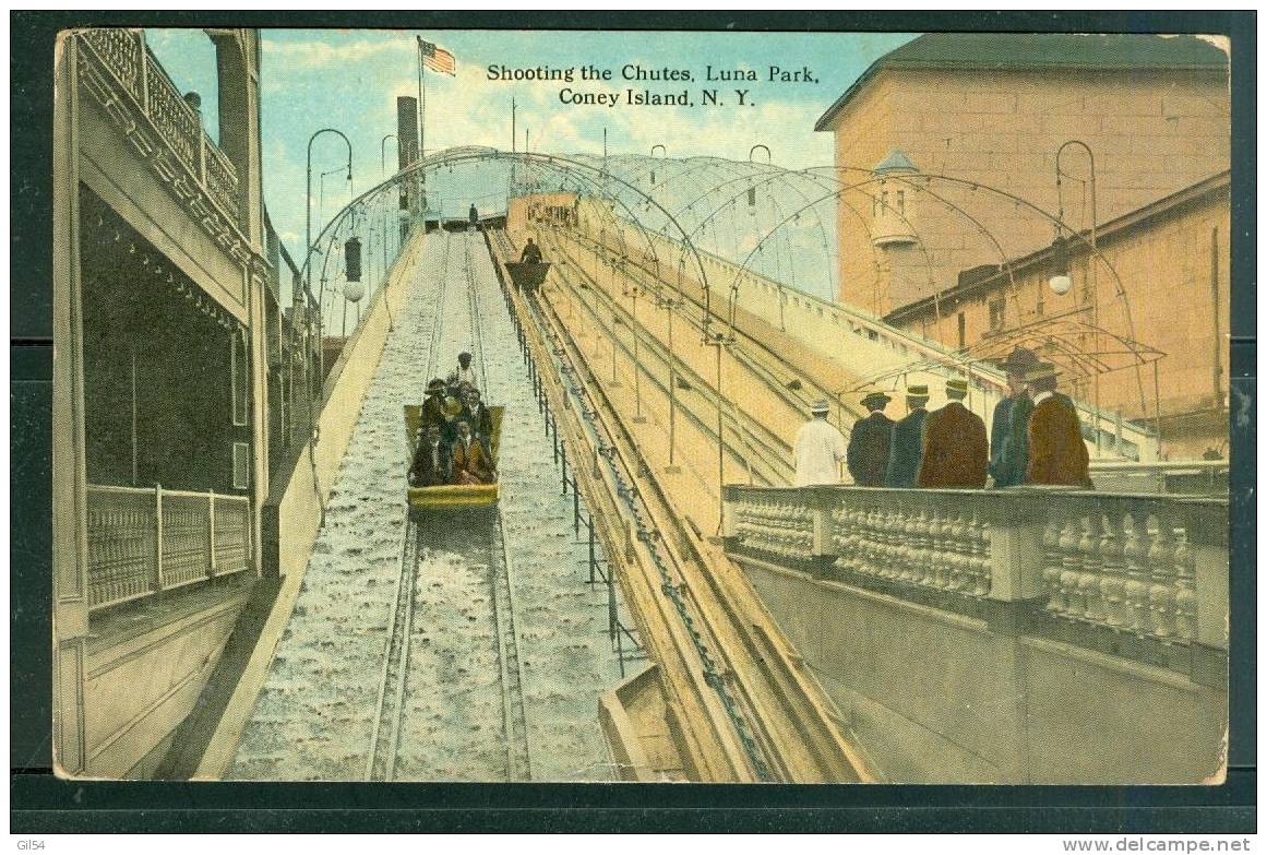 Coney Island NY -- Shooting The Chutes Luna Park   - Tb74 - Long Island