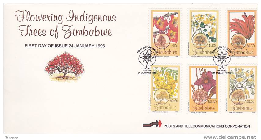 Zimbabwe -1996 Flowering Indigenous Treees FDC - Zimbabwe (1980-...)