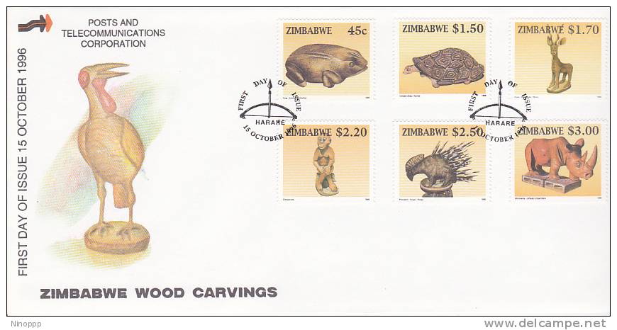 Zimbabwe -1996 Wood Carvings FDC - Zimbabwe (1980-...)