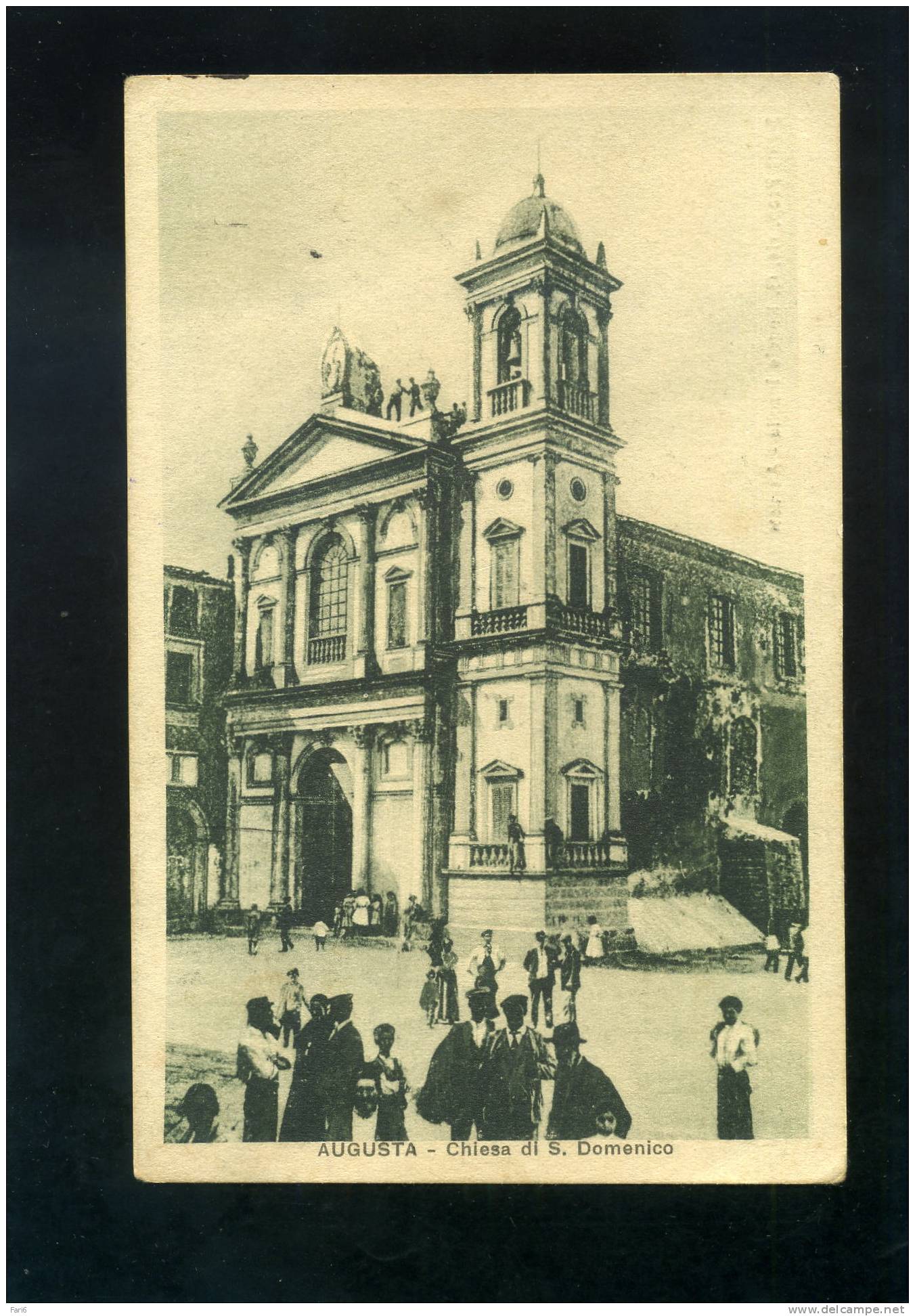 T0163 CARTOLINA ILLUSTRATA SIRACUSA AUGUSTA CHIESA  S. DOMENICO  FP.  V. 1927 - Siracusa