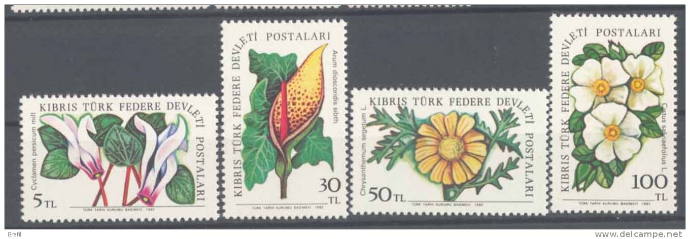 1982 Cipro Turca, Fiori , Serie Completa Nuova (**) - Unused Stamps