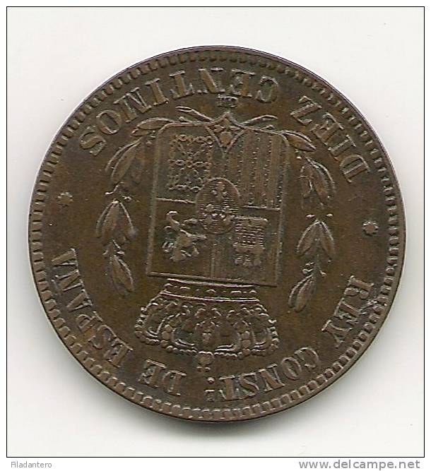 ALFONSO XII  1879 1O CTOS. DE PESETA COBRE CASI SIN CIRCULAR    NL206 - Sammlungen