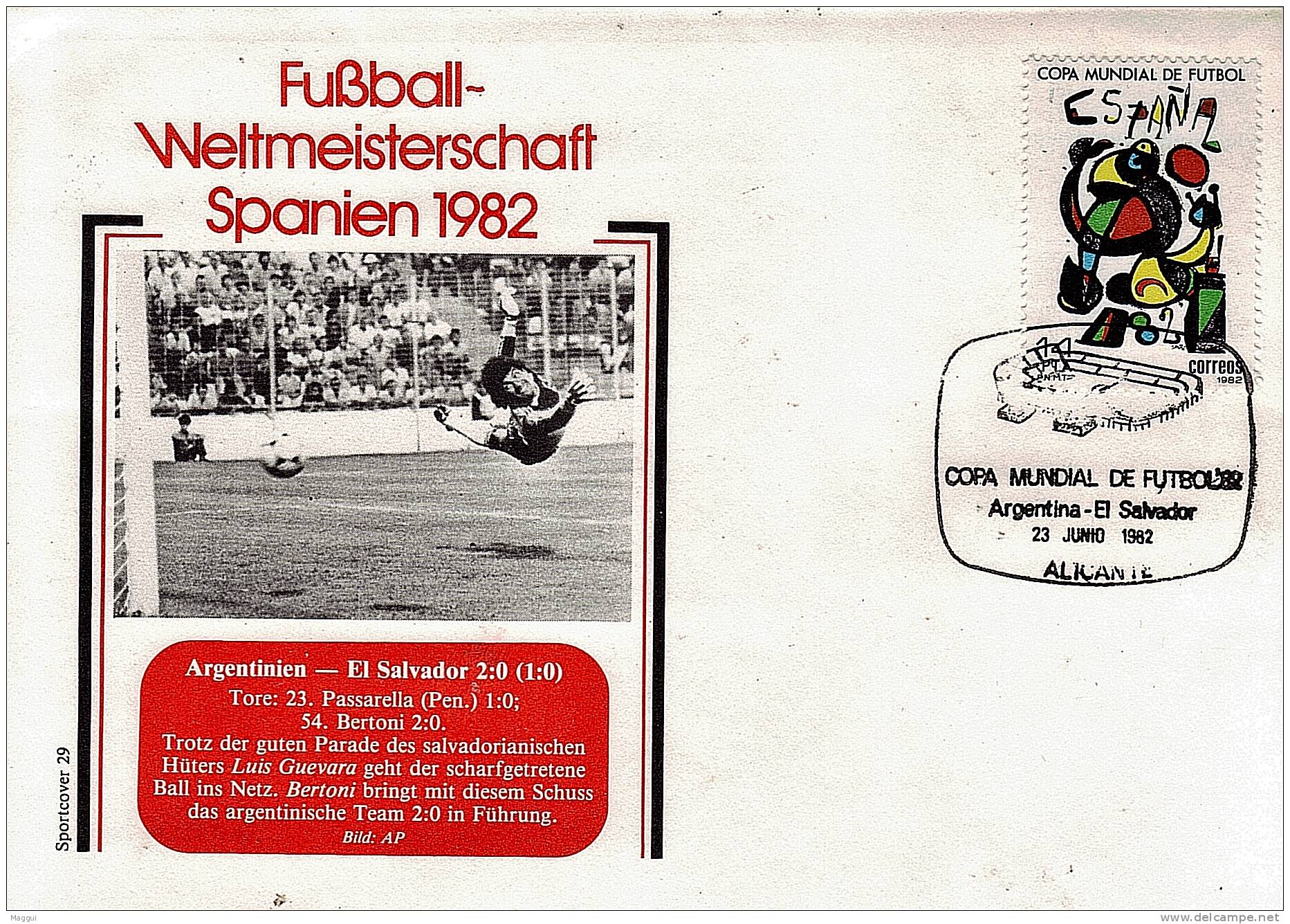 ESPAGNE FDC   ( Alicante N ° 29 )  Cup 1982   Football  Soccer Fussball - 1982 – Spain