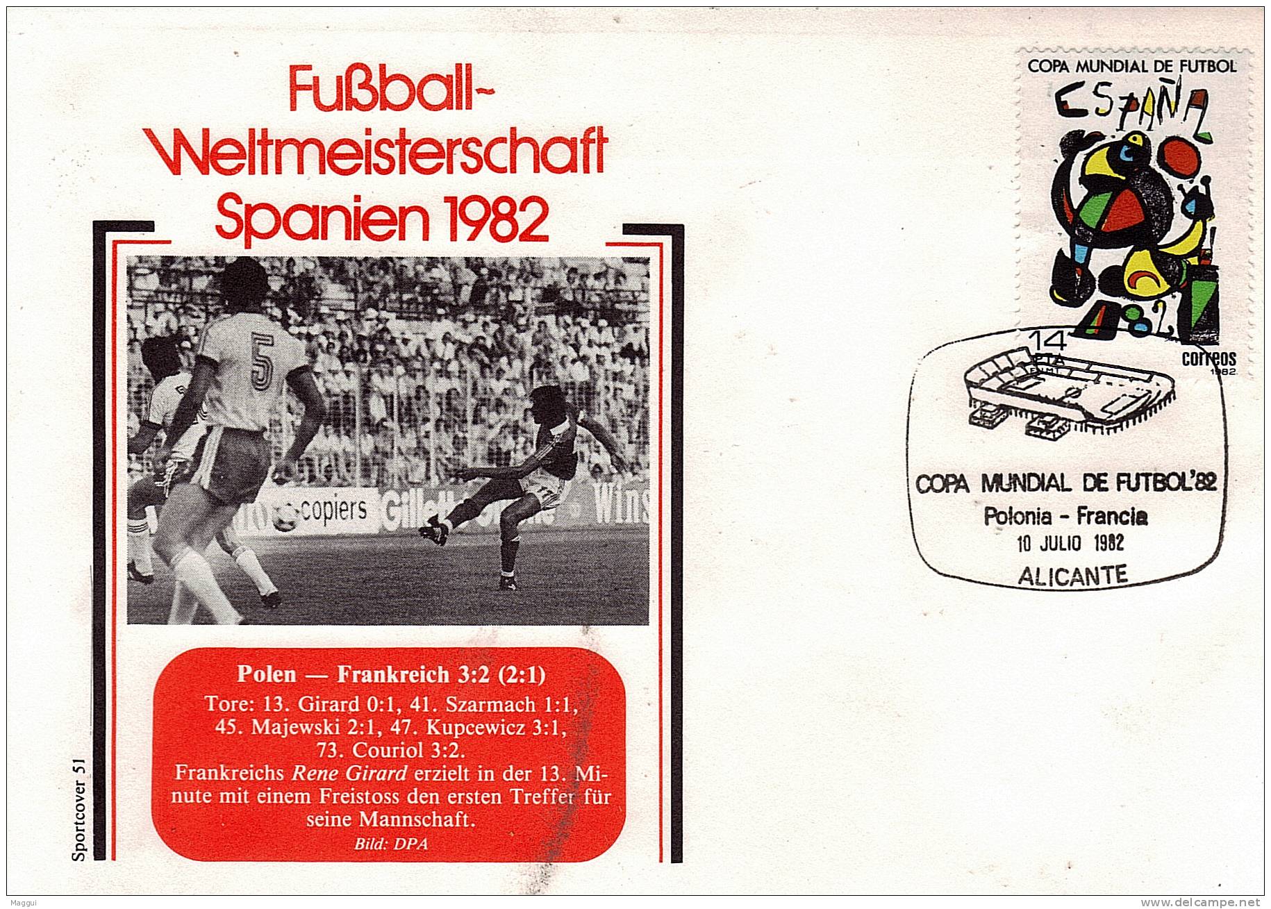 ESPAGNE FDC   ( Alicante N ° 51)  Cup 1982   Football  Soccer Fussball - 1982 – Spain