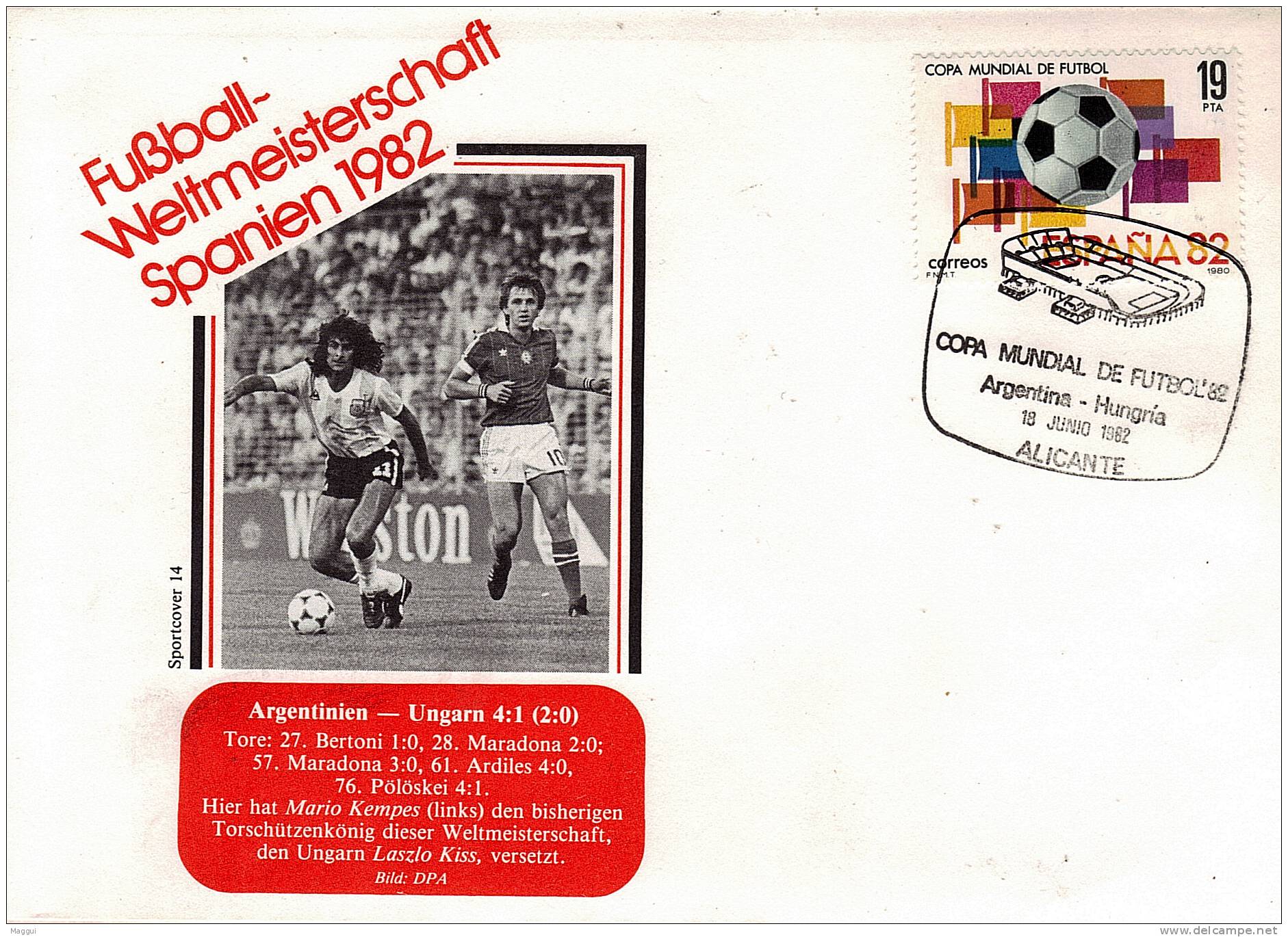 ESPAGNE FDC   ( Alicante N ° 14)  Cup 1982   Football  Soccer Fussball - 1982 – Spain