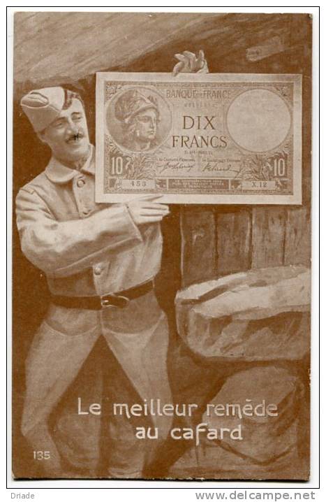 CARTOLINA CON IMMAGINE BANCONOTA FRANCESE FRANCIA CARTAMONETA - Monete (rappresentazioni)