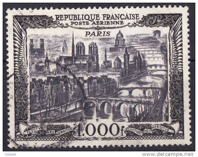 5551# Y&T POSTE AERIENNE N° 29 Oblitéré VUE DE PARIS Cote : 30 Euros - 1927-1959 Usati