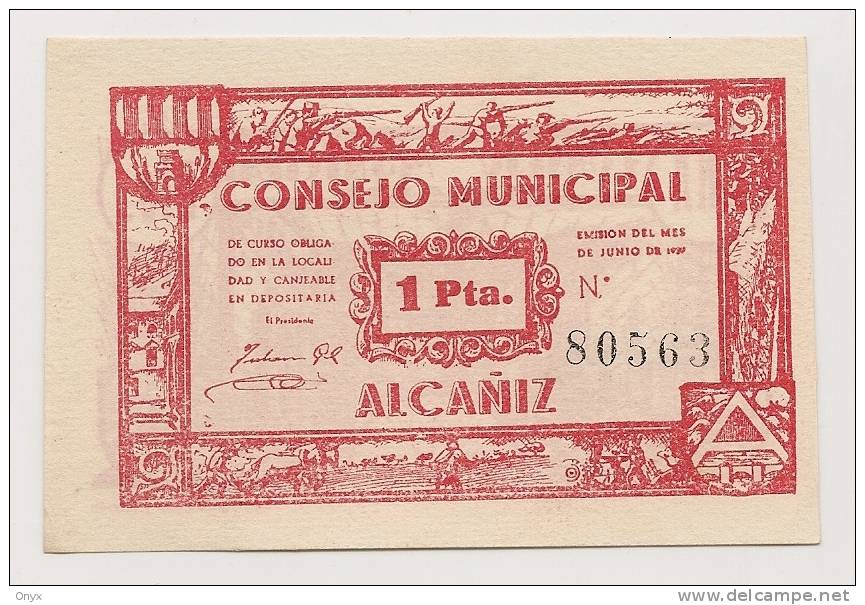 ESPAGNE/ GUERRE CIVILE - COMMUNE DE ALCAMIZ - 1 PESETA 1937  NEUF - 100 Peseten