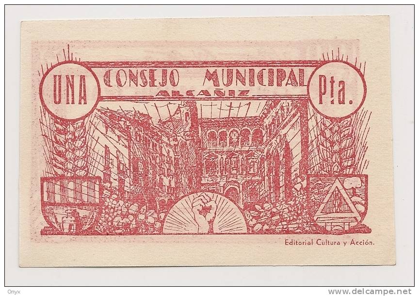 ESPAGNE/ GUERRE CIVILE - COMMUNE DE ALCAMIZ - 1 PESETA 1937  NEUF - 100 Pesetas