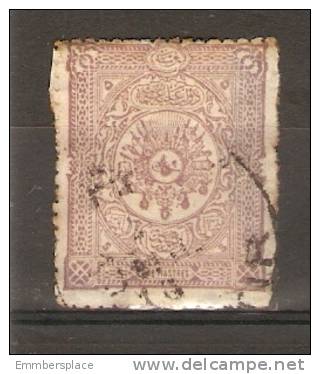 TURKEY - 1892  5pa ARMS & TUGHRA PURPLE USED ON PAPER - Gebraucht