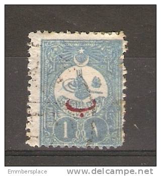 TURKEY - 1906/8 OVERPRINT ISSUE 1pi BLUE USED (large Hinge Remnant) - Gebruikt