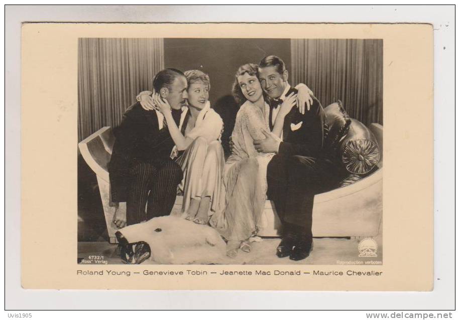 Roland Young &Genevieve Tobin& Jeanette Mac Donald & Maurice Chevalier.Ross Edition Nr.6732/1 - Acteurs