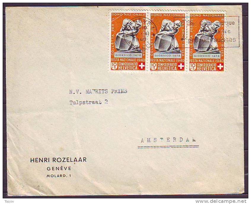 SVIZZERA - CROCE ROSSA - RED CROSS - FESTA NAZIONALE - 10+5 C. - 1940 - Briefe U. Dokumente