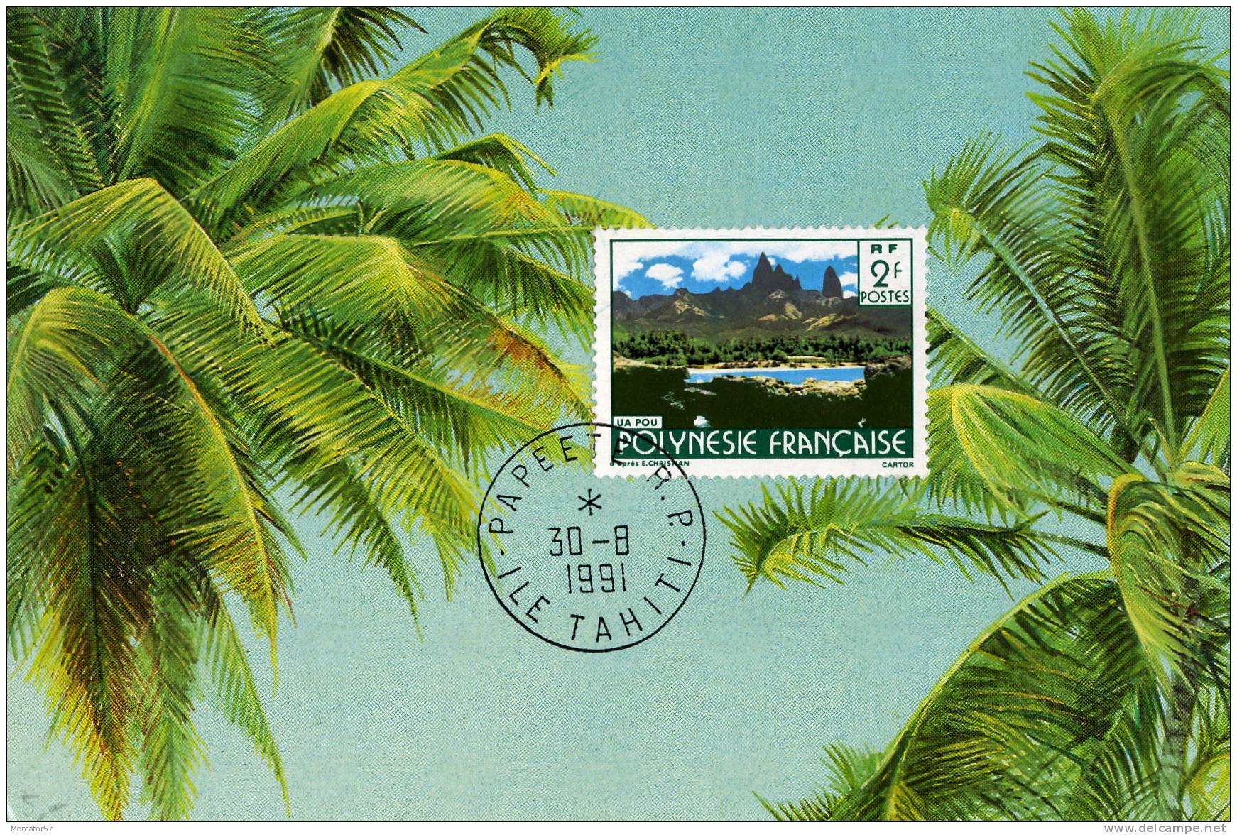 FRance Carte Maximum Yvert  POLYNESIE Oblitérée PAPEETE 30-8-91 - Cartes-maximum