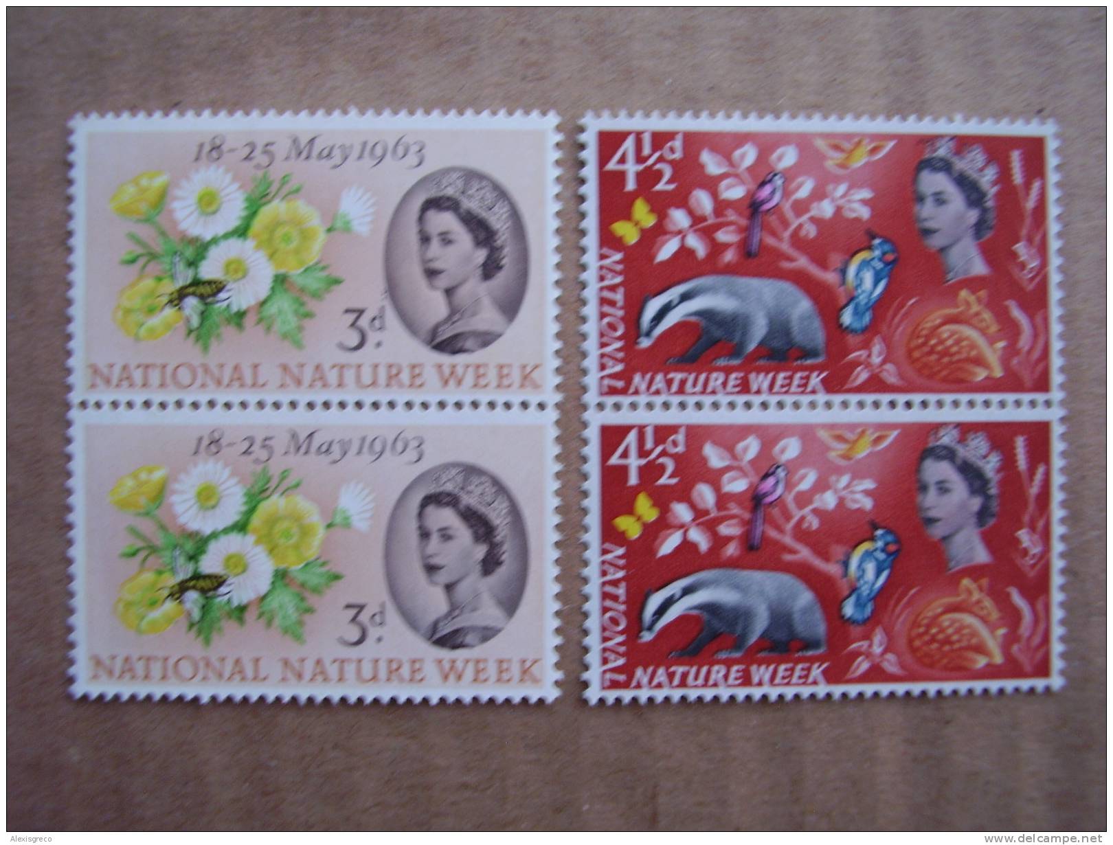 GB 1963  NATIONAL NATURE WEEK  Issue 16th.May  MNH Full Set TWO VALUES In VERTICAL PAIRS. - Unused Stamps