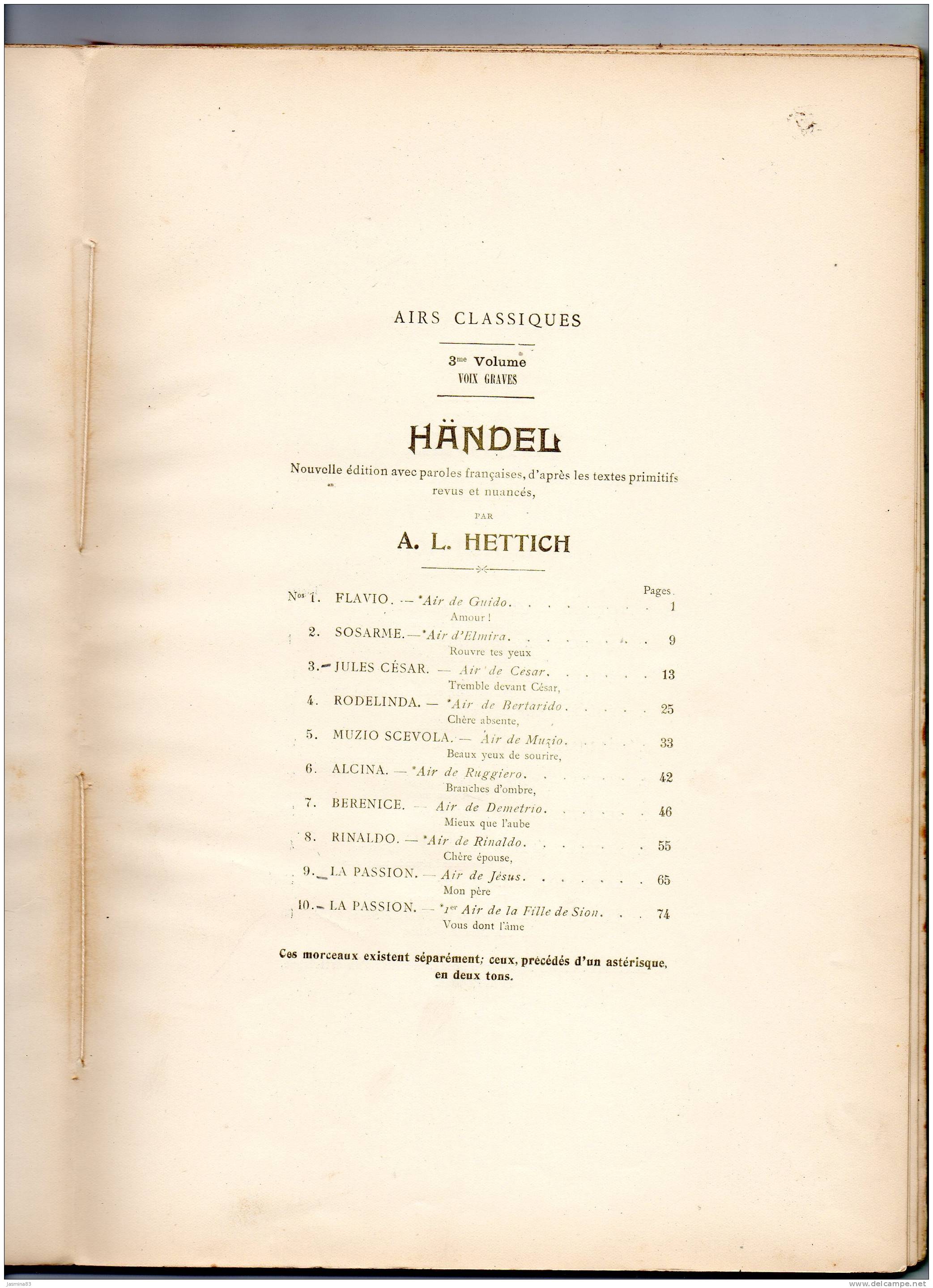 Airs Classique De Handel Livre Ancien - A-C