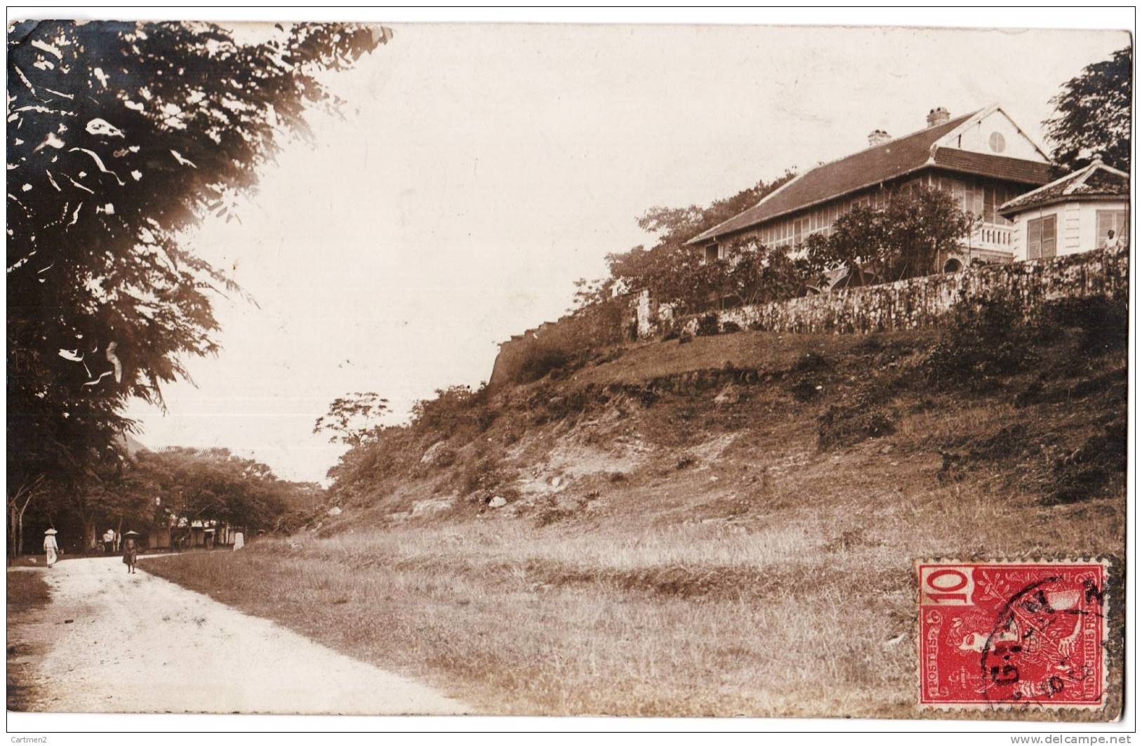 CARTE PHOTO : QUANG-YEN QUANG-NINH VILLA D´UN COLON CANONS COCHINCHINE VIET-NAM INDOCHINE 1909 - Vietnam