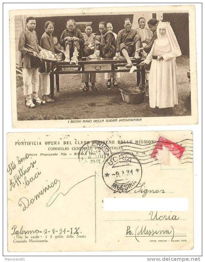 $3-1650 MISSIONI SUORA VIAGGIATA 1931 PALERMO UCRIA MESSINA - Croce Rossa