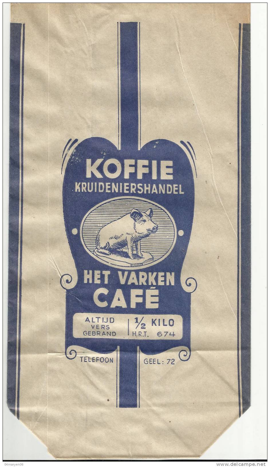 -.GEEL. - KRUIDENIERSZAK( Kleur-blauw) = "" HET  VARKEN " Nieuwstraat - Geel