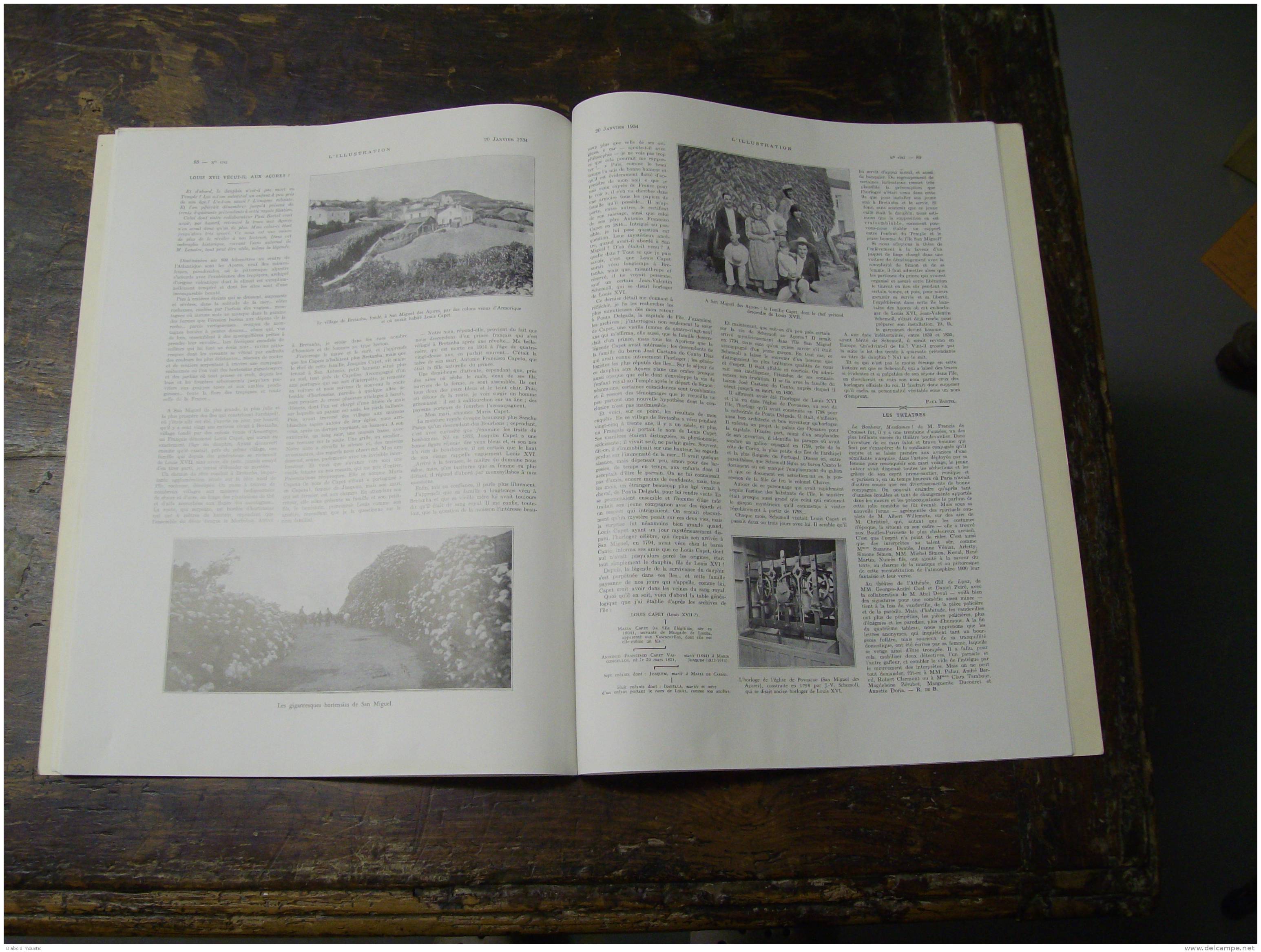 1934 Croisière d' AFRIQUE ; Catastrophe aér.  CORBIGNY ; L' affaire de BAYONNE ; Les phares bretons; Açores ; Loch Ness